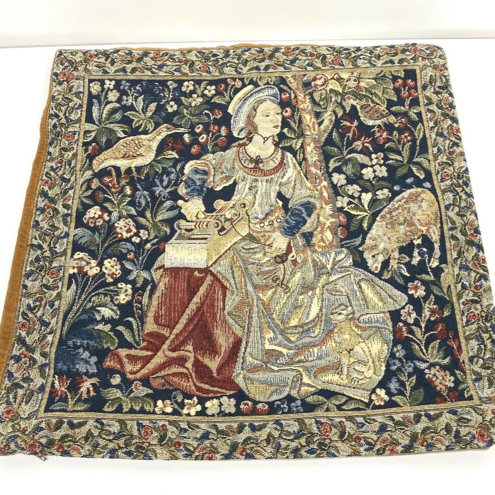 Flemish Tapestries Woman Weaving Pillow Cover